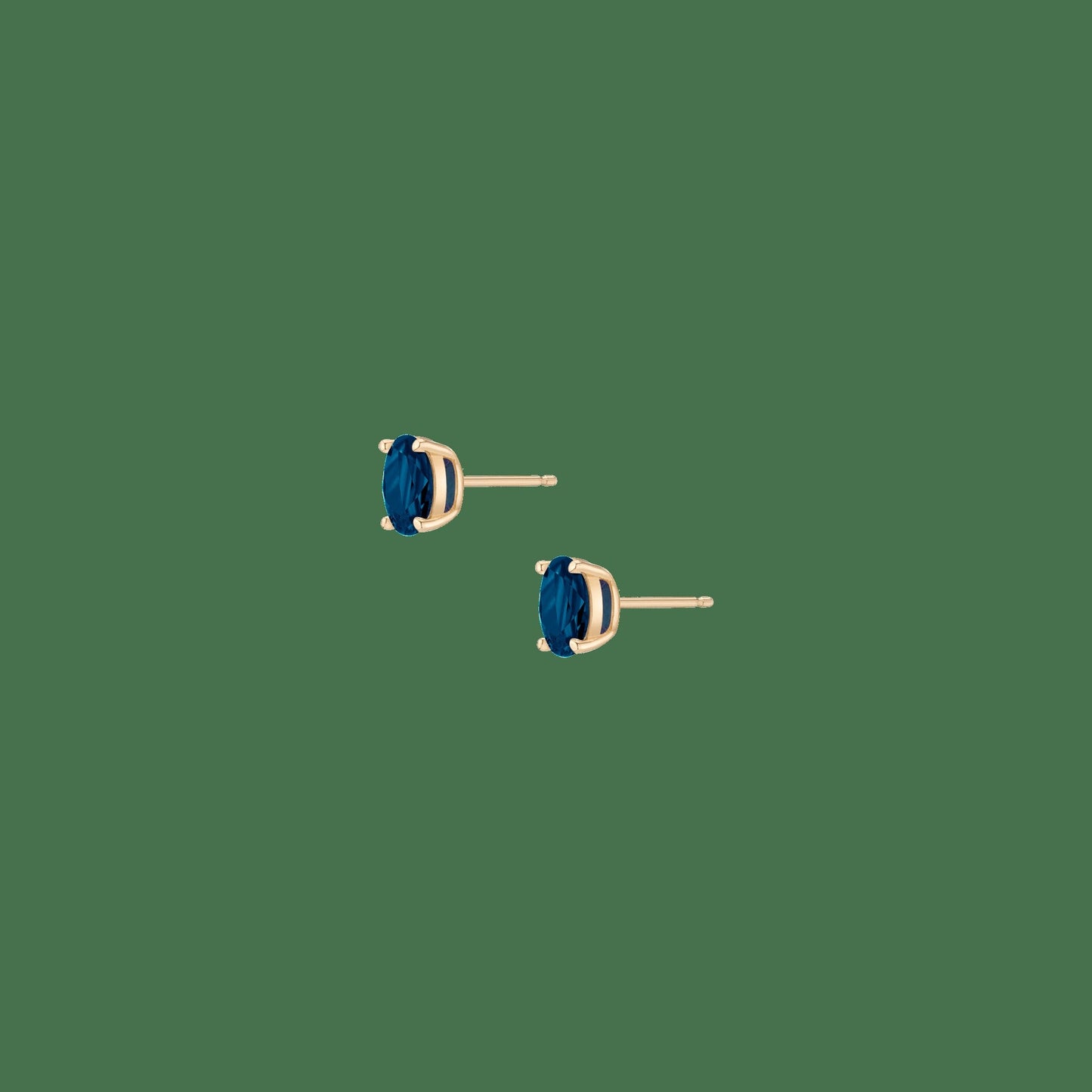 Oval Gemstone Solitaire Stud Earrings