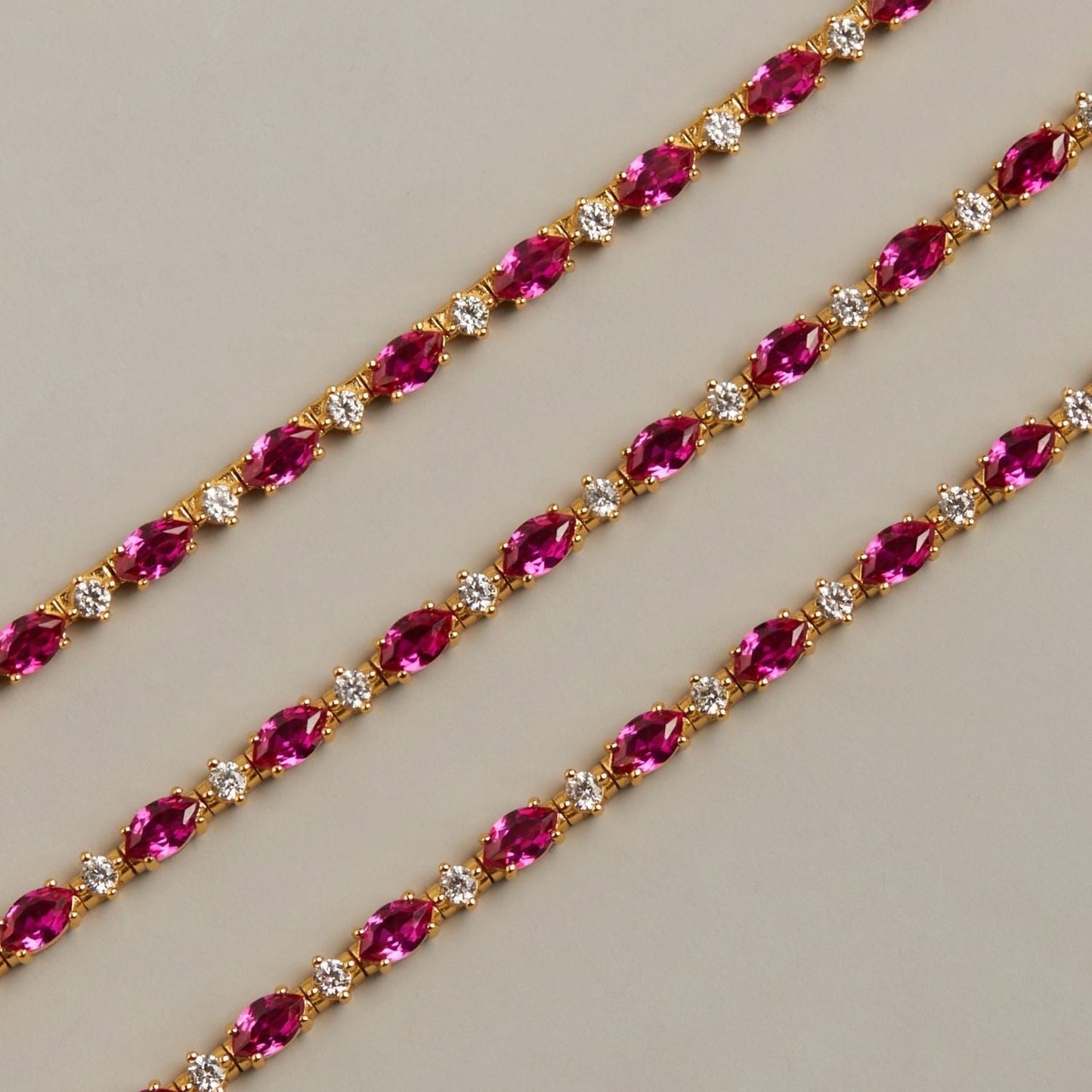 Aurate x Marilyn Monroe: Lab Grown Red Marquise Tennis Necklace