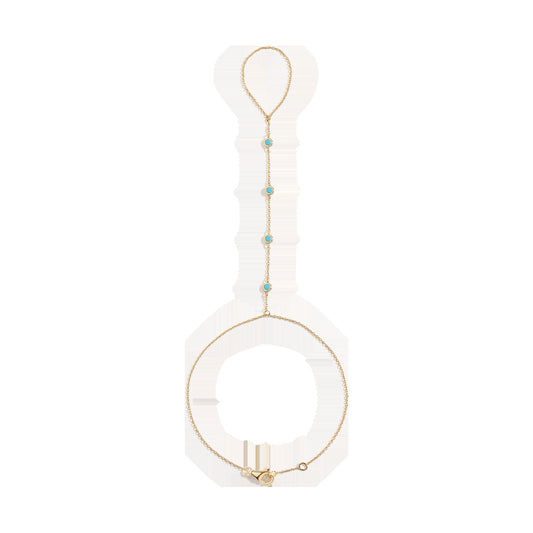 Aurate x Frye: Turquoise Station Hand Chain Bracelet