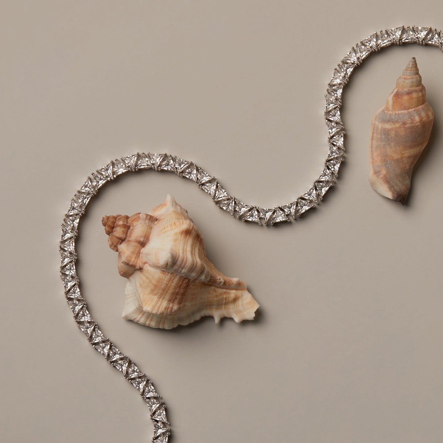 Lab Grown White Sapphire Trillion Tennis Necklace