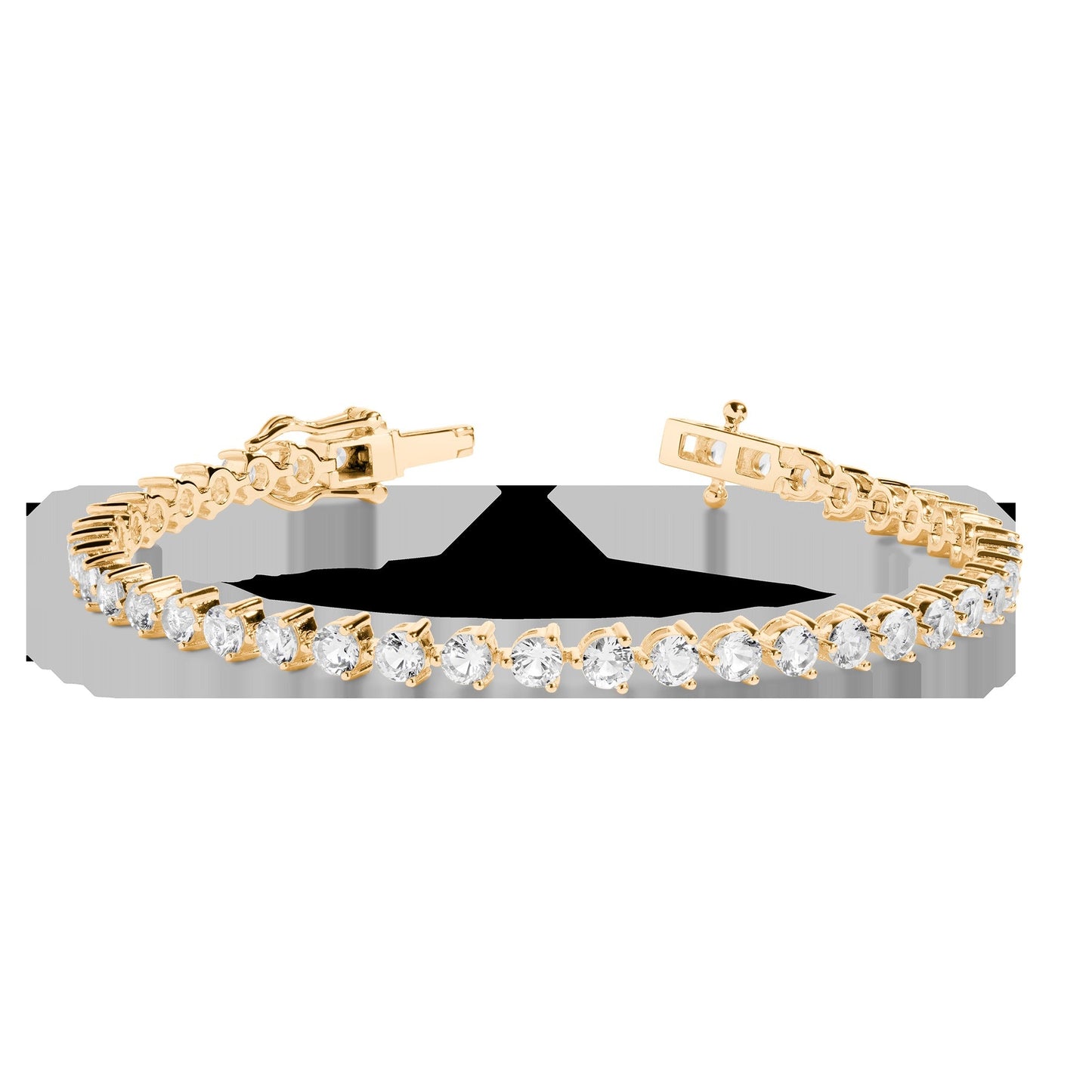 Lab Grown White Sapphire Three-Prong Tennis Bracelet
