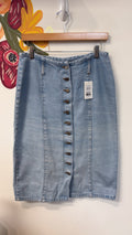 WearAll Denim Button Front Skirt, 10