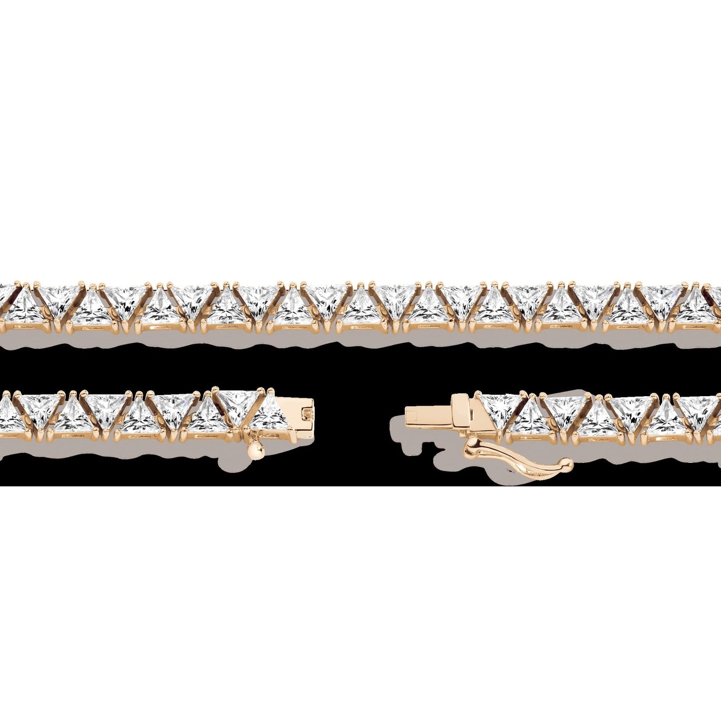 Lab Grown White Sapphire Trillion Tennis Necklace
