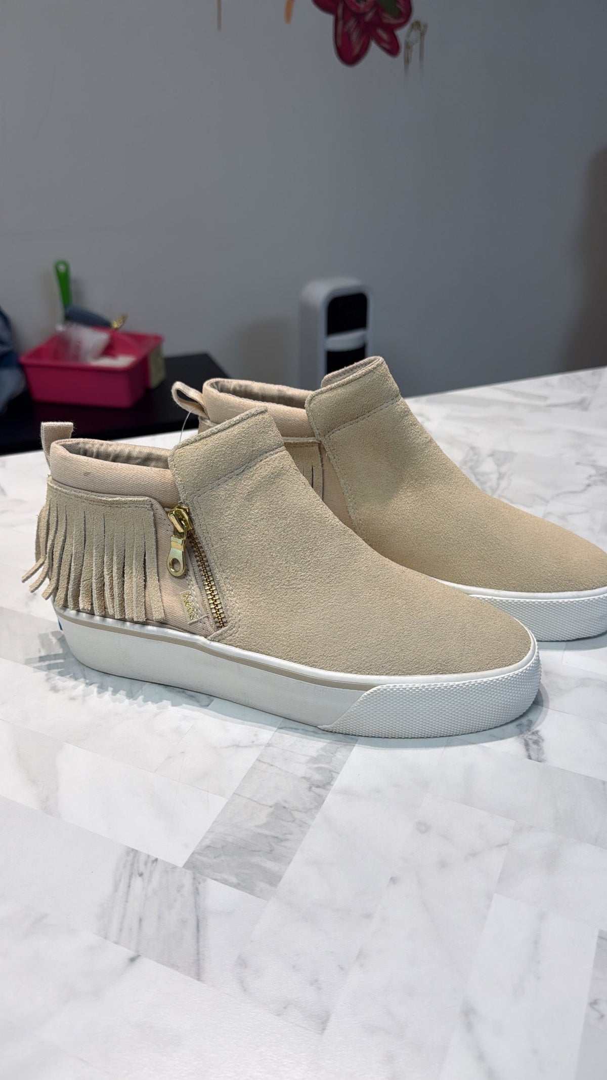 Keds Cooper Zip Fringe Suede Boots, 7