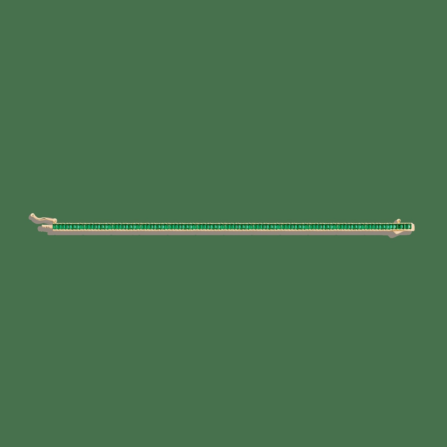 Lab Grown Green Emerald Baguette Tennis Bracelet