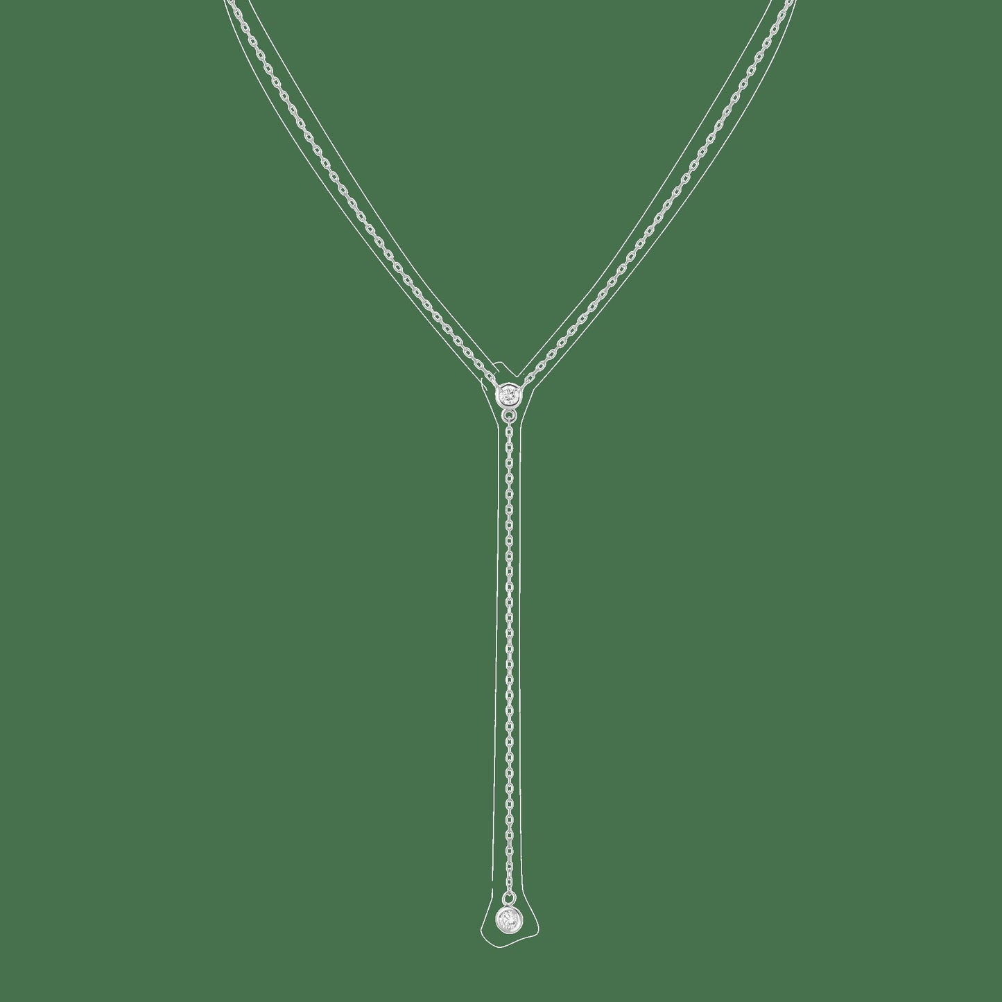 Diamond Bezel Lariat Necklace