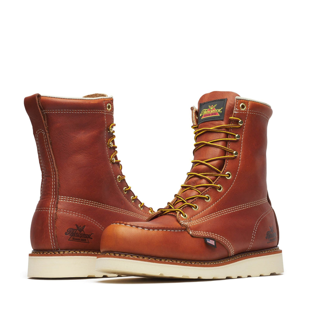 Thorogood American Heritage – 8′′ Tobacco Safety Toe – Moc Toe MAXWear WedgeTM