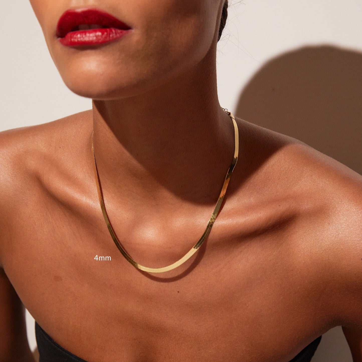 Solid Gold Herringbone Chain Necklace