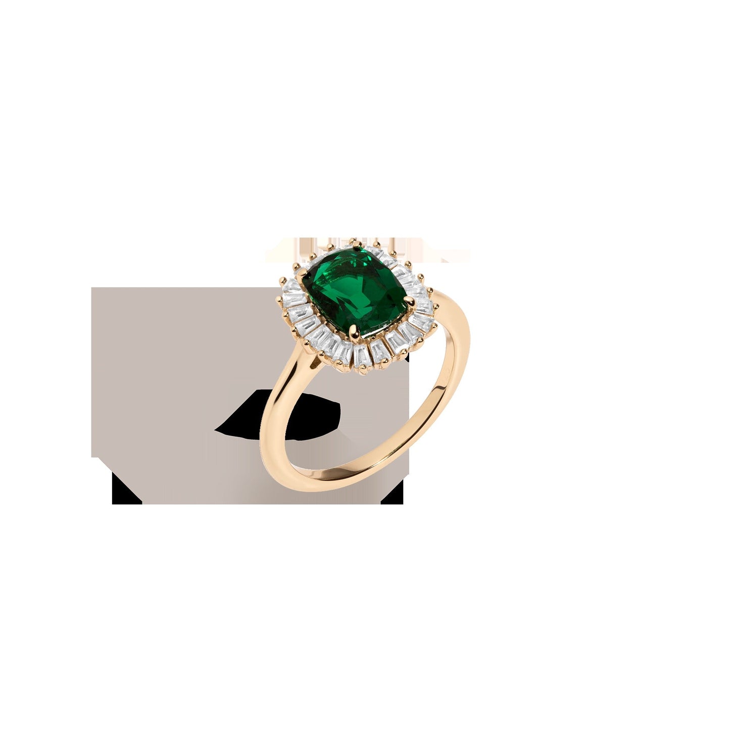 Lab Grown Green Emerald Alexandra Ring