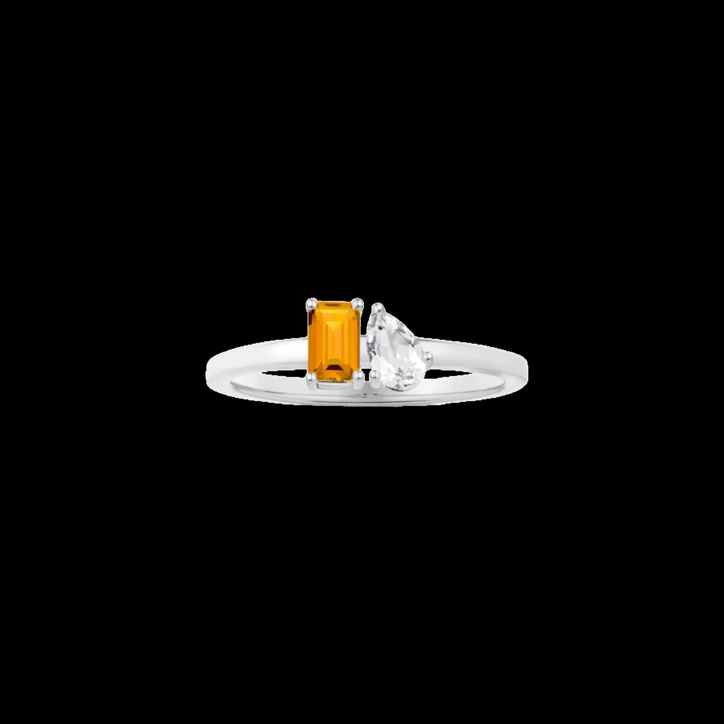 Toi et Moi Gemstone Mini Classic Ring - Citrine & White Topaz