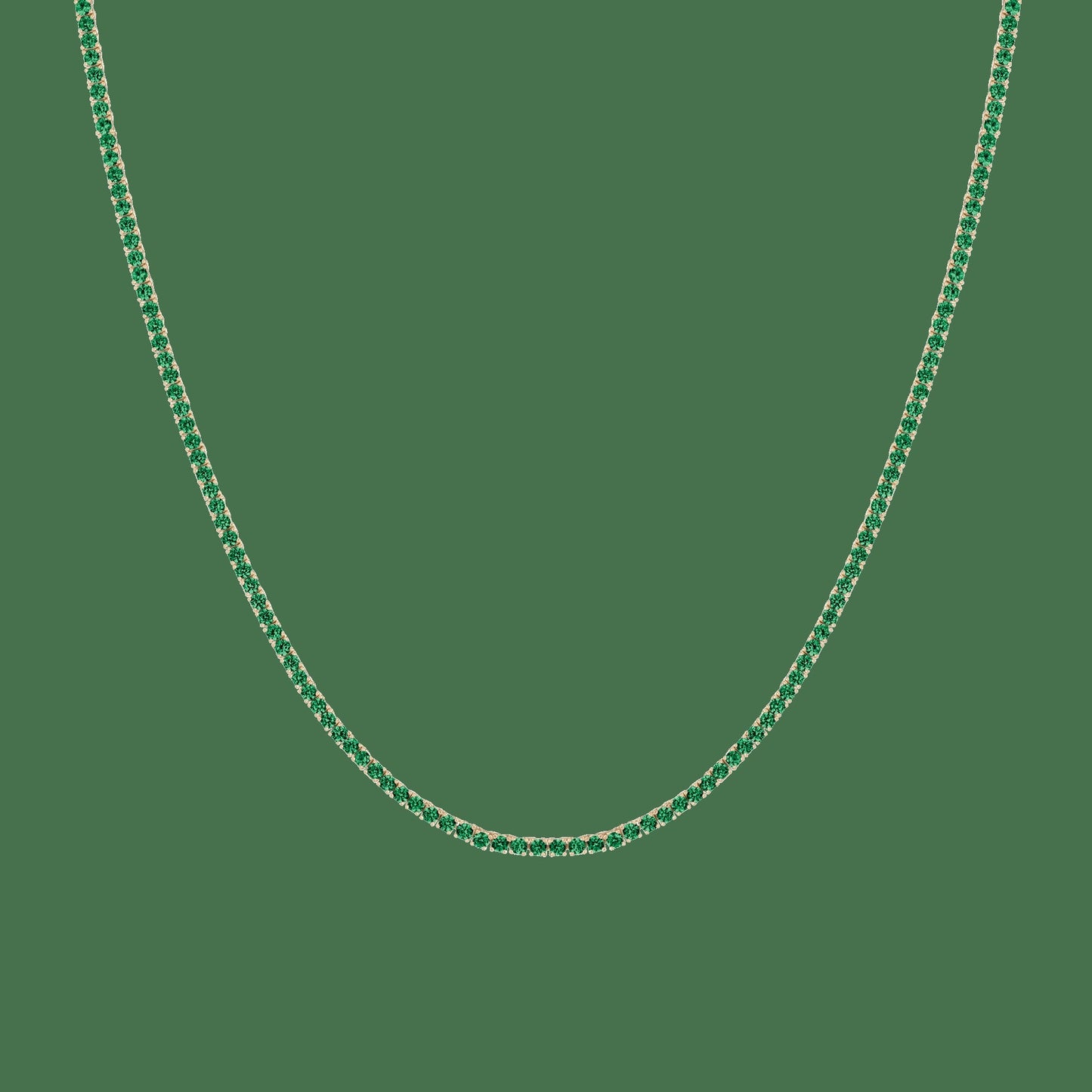 Lab Grown Green Emerald Tennis Necklace