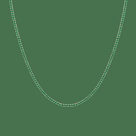 Lab Grown Green Emerald Tennis Necklace