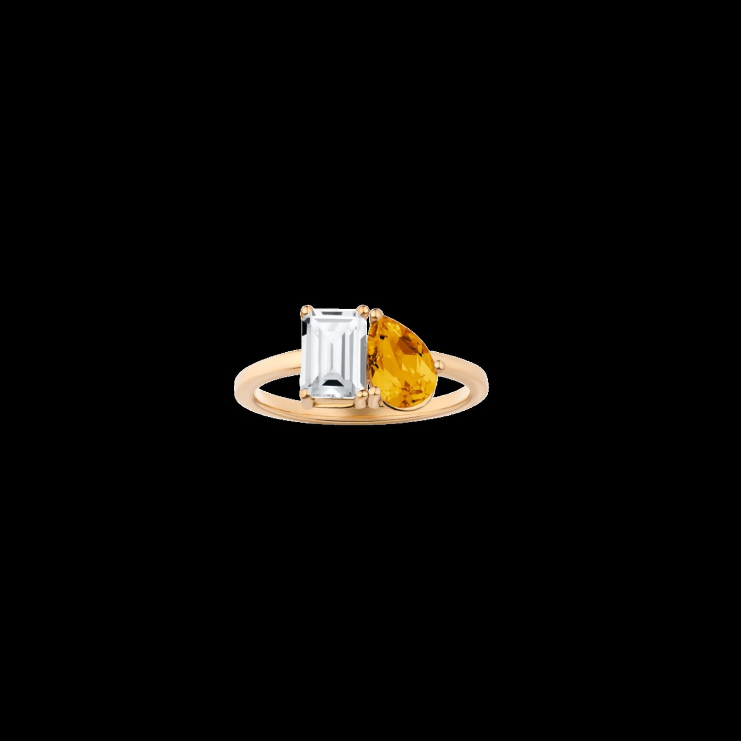 Toi et Moi Gemstone Classic Ring - White Topaz & Citrine