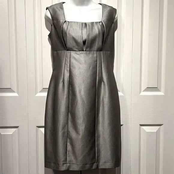 Calvin Klein Silver/Grey Sleeveless Empire Waist Dress Size 6