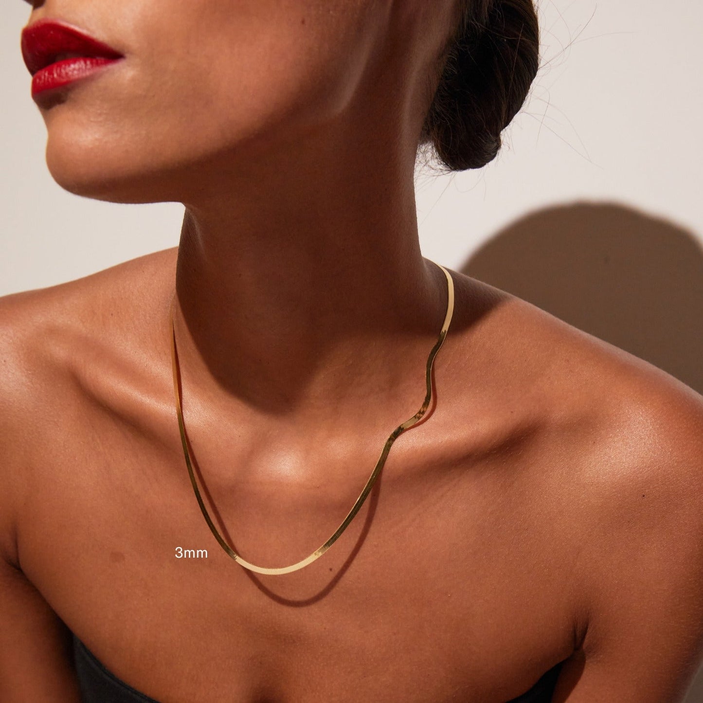 Solid Gold Herringbone Chain Necklace