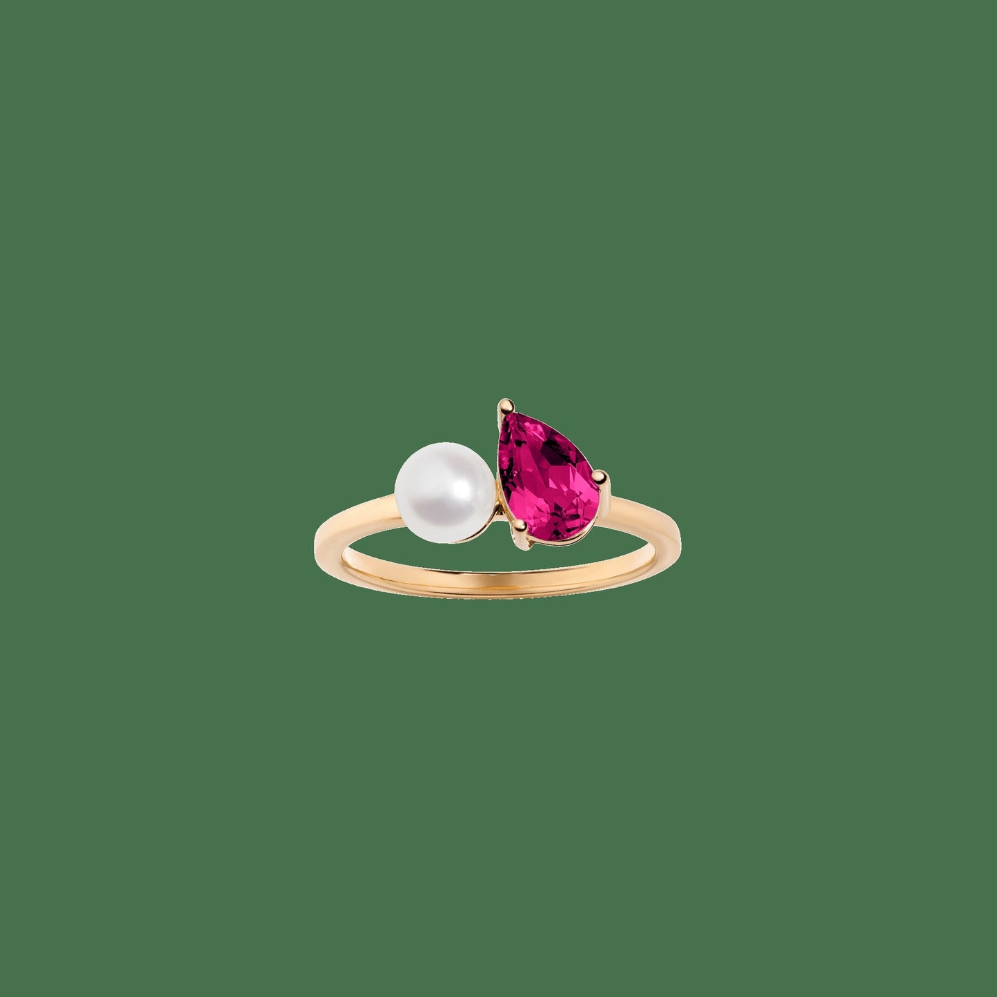 Pearl Toi et Moi Ring - Red Ruby