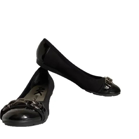 ANNE KLEIN SPORT PATENT AND FABRIC FLATS WITH RUBBER SOLE SHOES SIZE 6.5