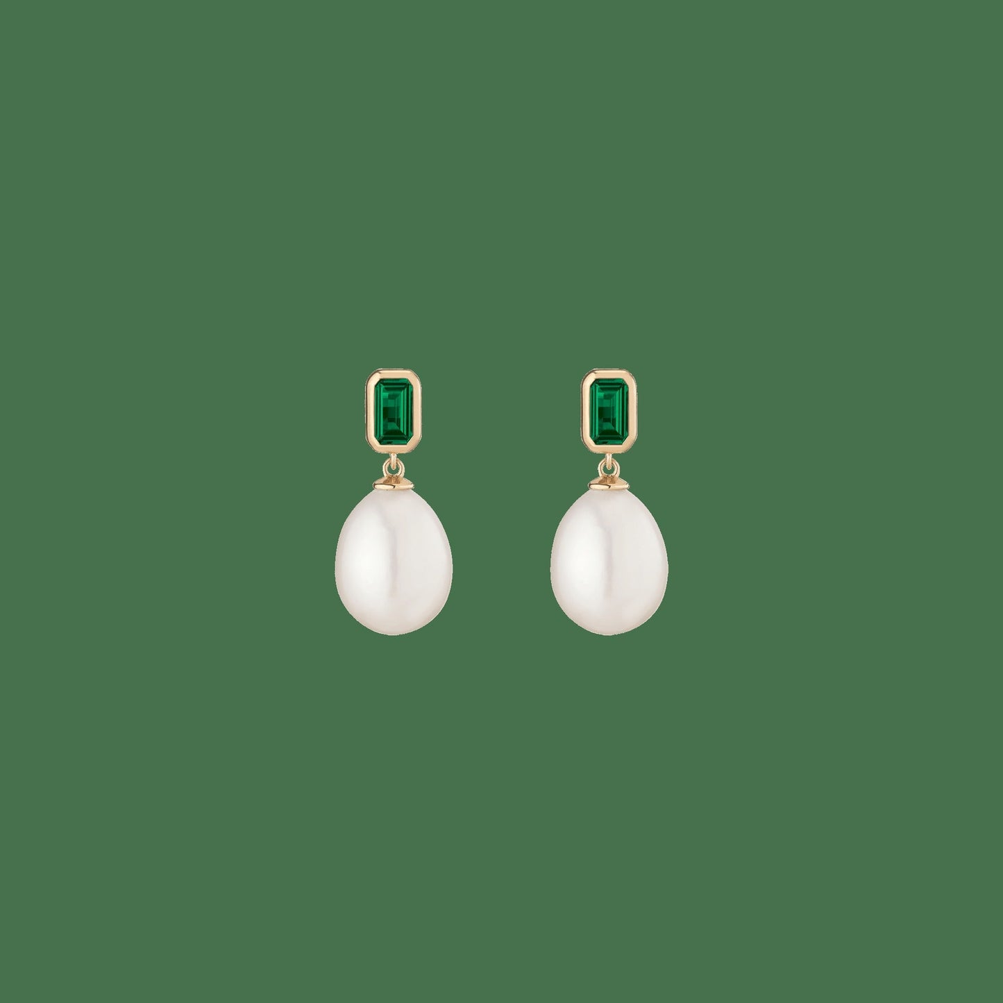 Lab Grown Emerald Heirloom Pearl Drop Earrings