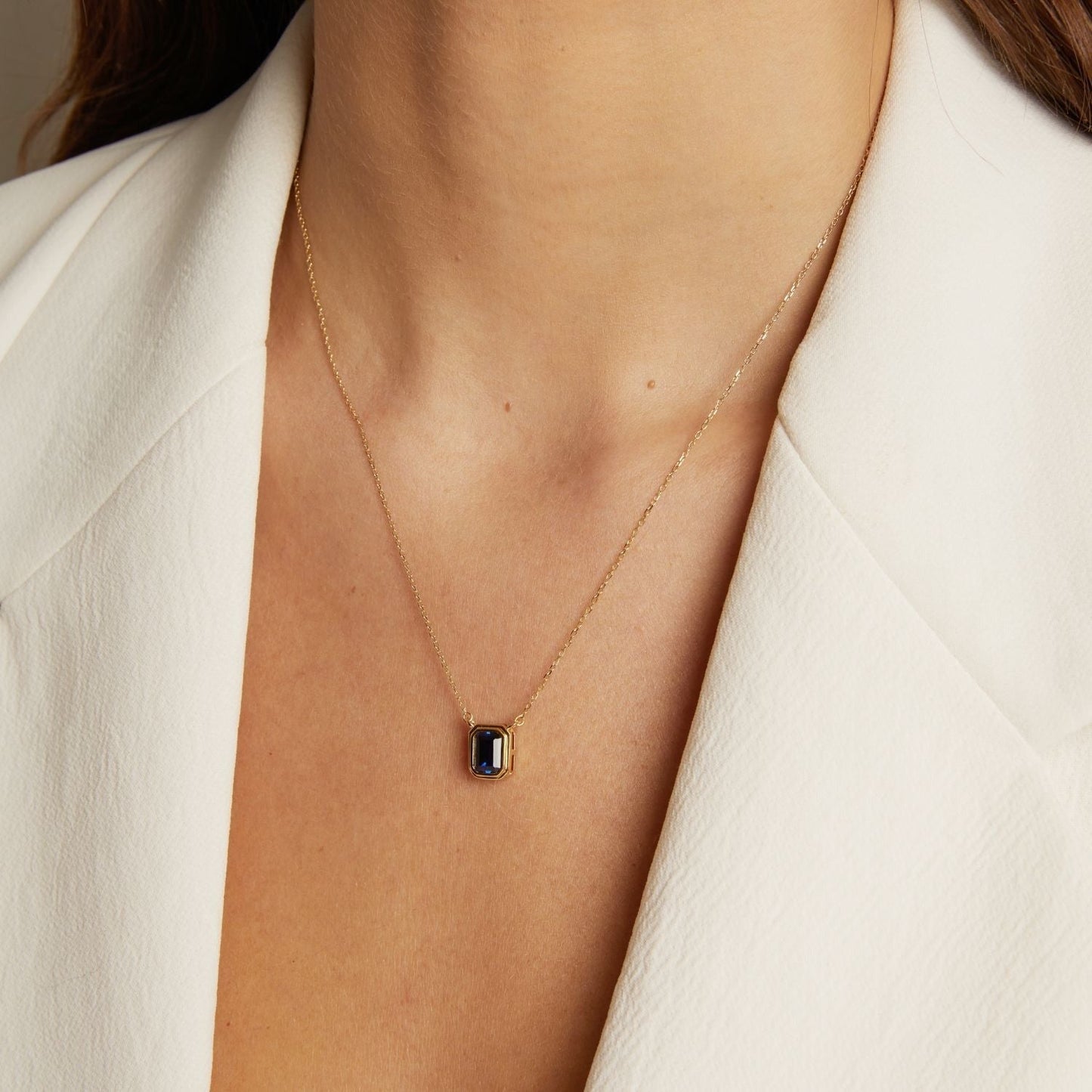 Lab Grown Blue Sapphire Heirloom Necklace