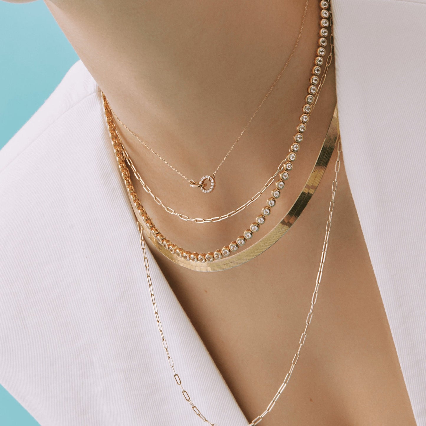 Diamond Bezel Tennis Necklace