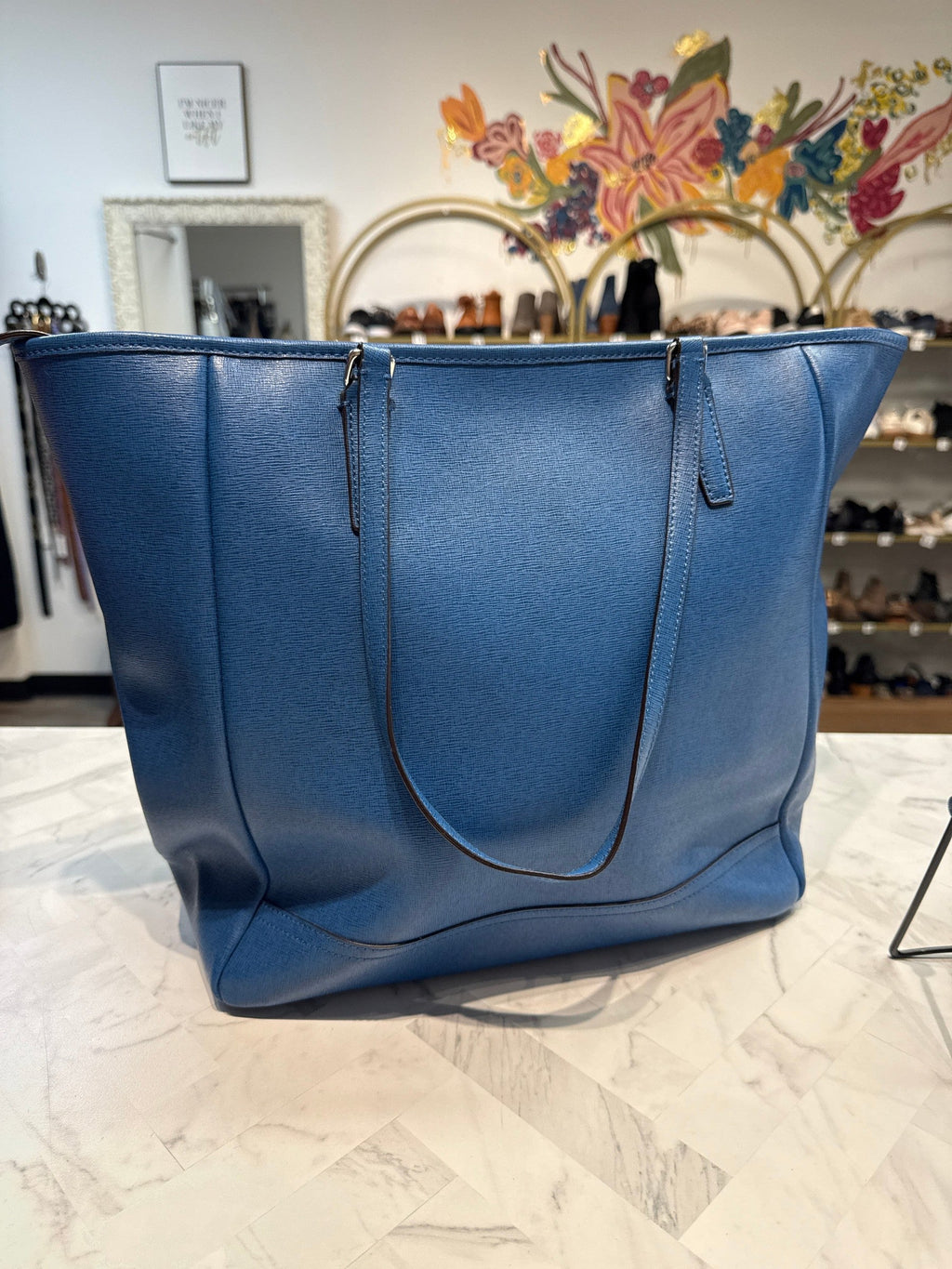 Coach Blue Leather Shoulder Bag, 17"x12"
