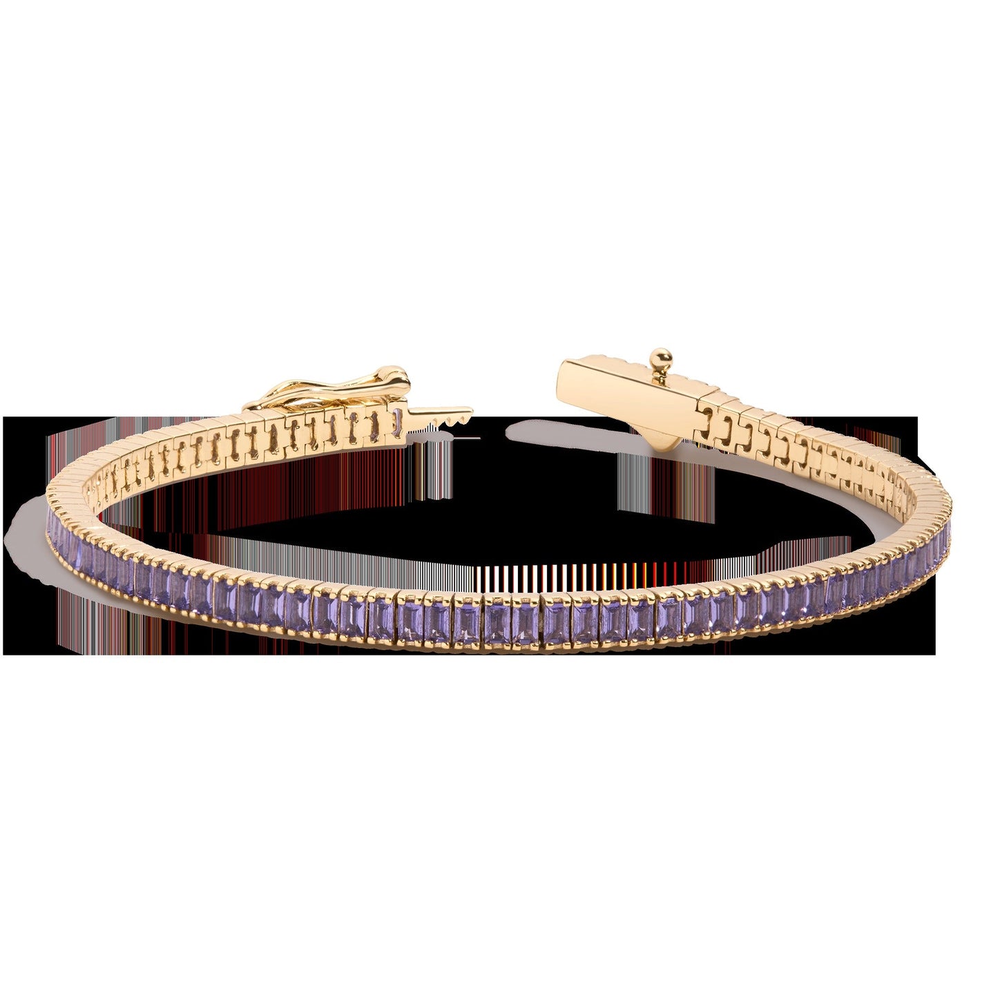 Lab Grown Amethyst Baguette Tennis Bracelet