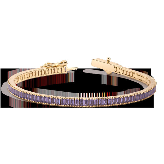 Lab Grown Amethyst Baguette Tennis Bracelet