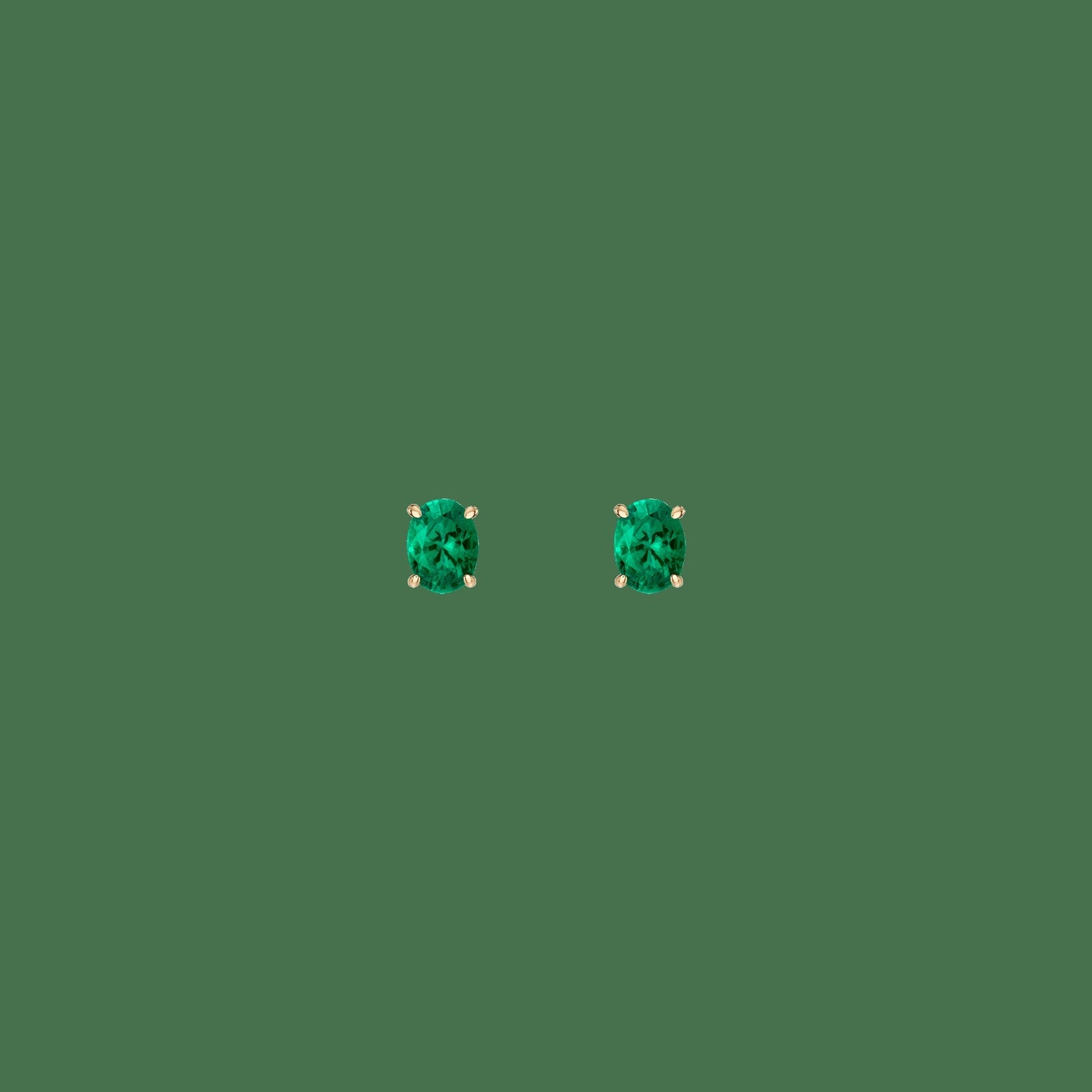 Oval Gemstone Solitaire Stud Earrings