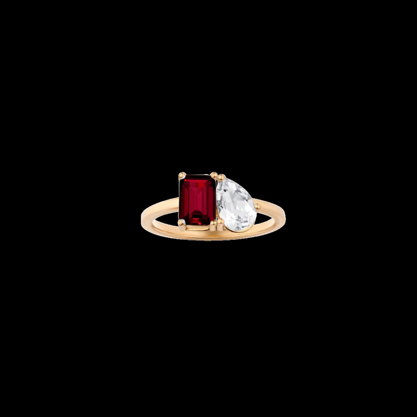 Toi et Moi Gemstone Classic Ring - Garnet & White Topaz