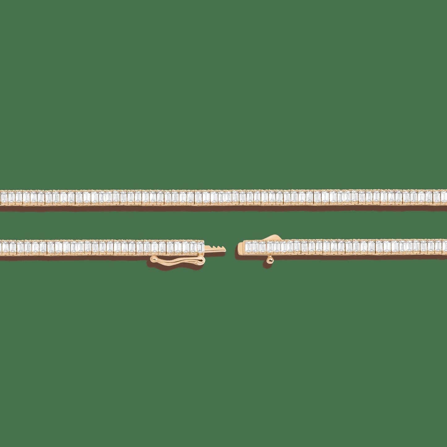 Lab Grown White Sapphire Baguette Tennis Necklace