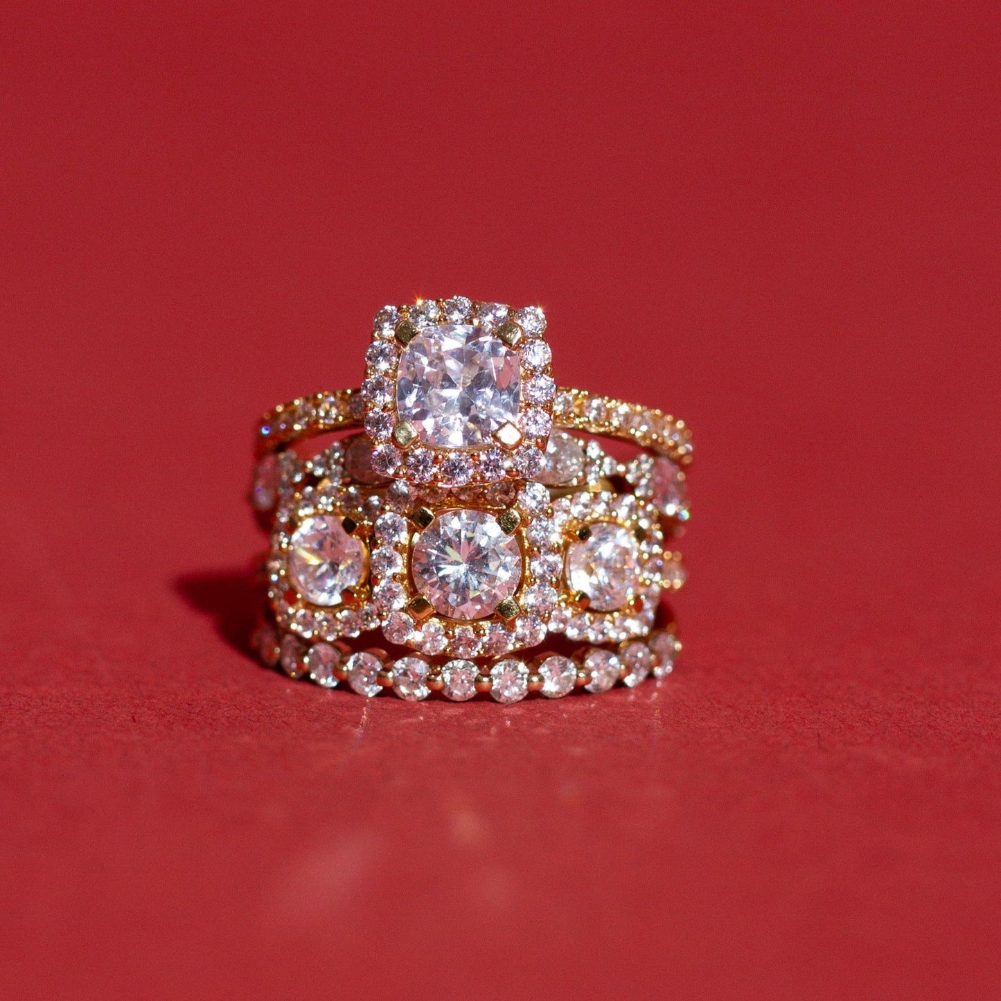 Half-Studded Prong Diamond Gold Band