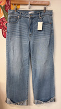 Loft 30" Inseam Wide Leg Cuffed Jeans, 10