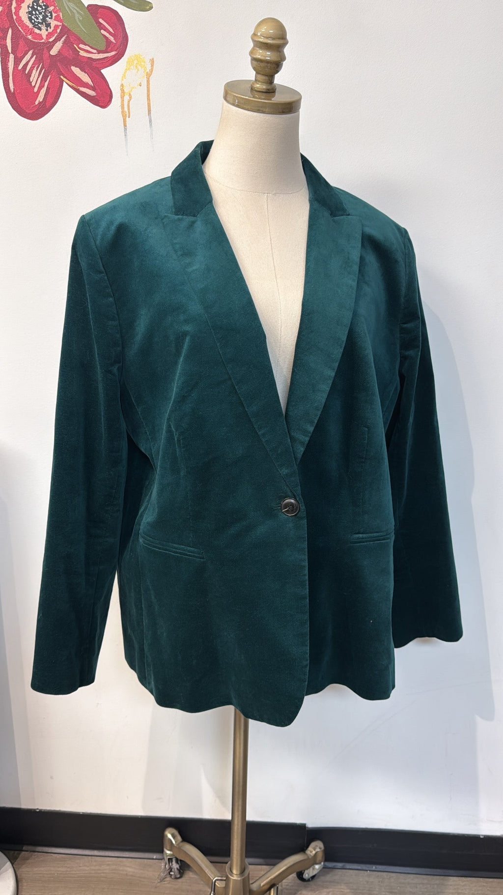 J. Crew Green Velveteen Blazer Jacket, 3X