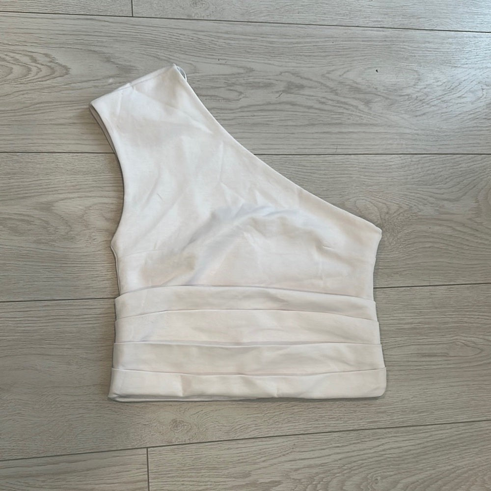 Zara Elegant White Asymmetrical one shoulder tank SIze Medium