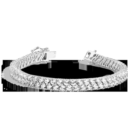 Lab Grown White Sapphire Double Row Tennis Bracelet