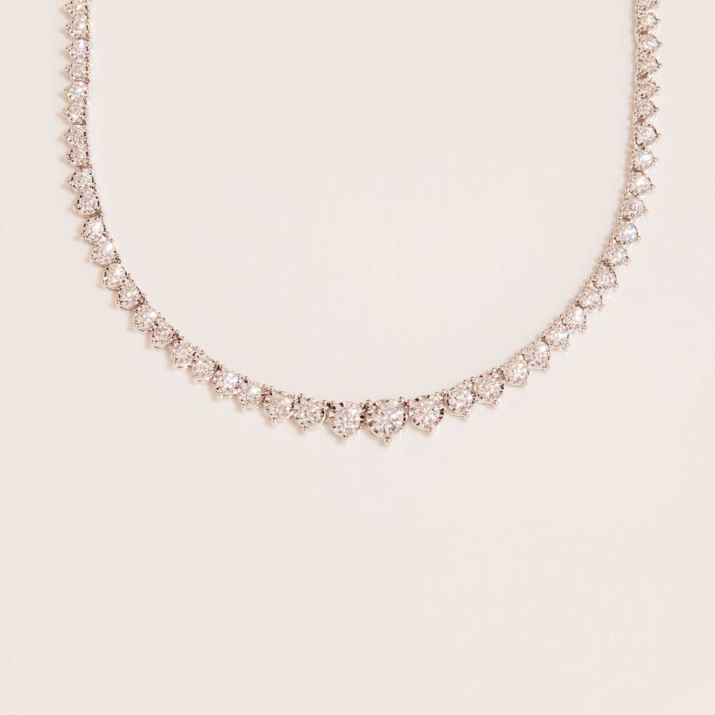 Three-Prong Graduated Tennis Necklace