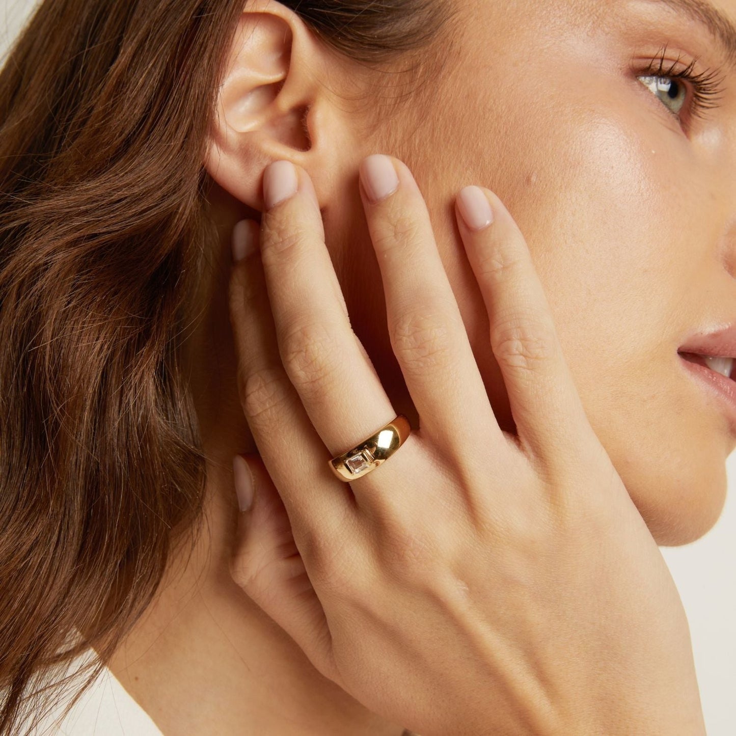 Chunky Lab Grown White Sapphire Emerald Ring
