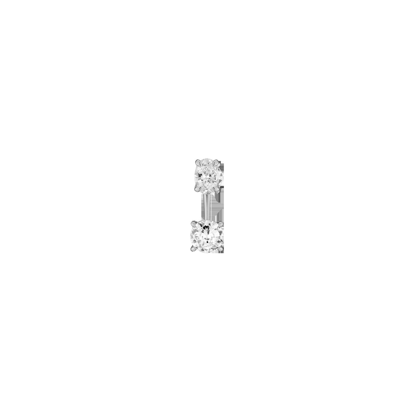 Lab Grown Diamond Ear Jacket - 1ct Round Bottom Stone