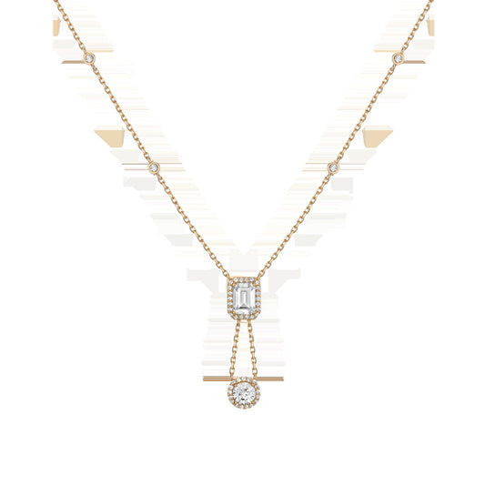 Lab Grown White Sapphire Edwardian Lariat Necklace