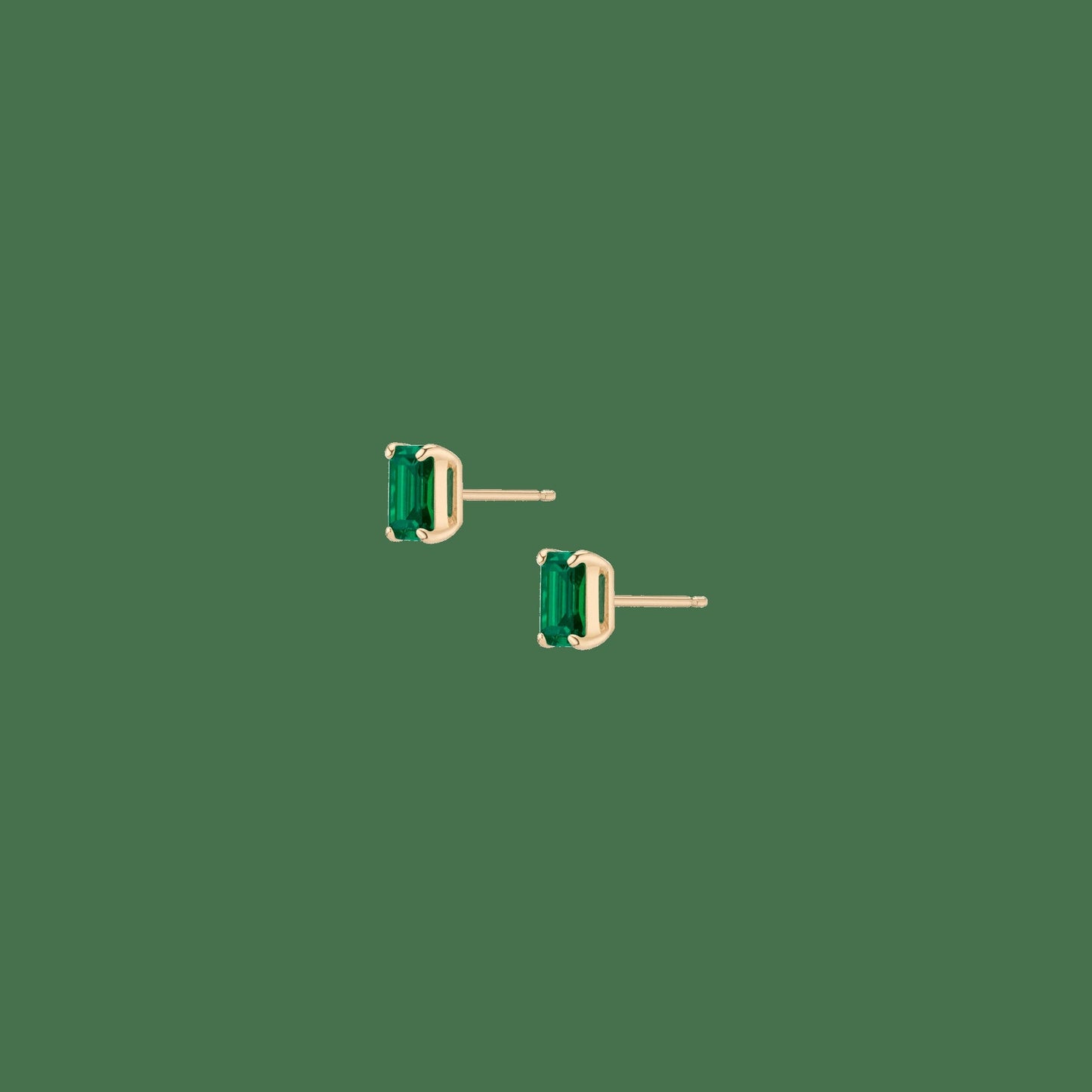 Emerald Gemstone Solitaire Stud Earrings