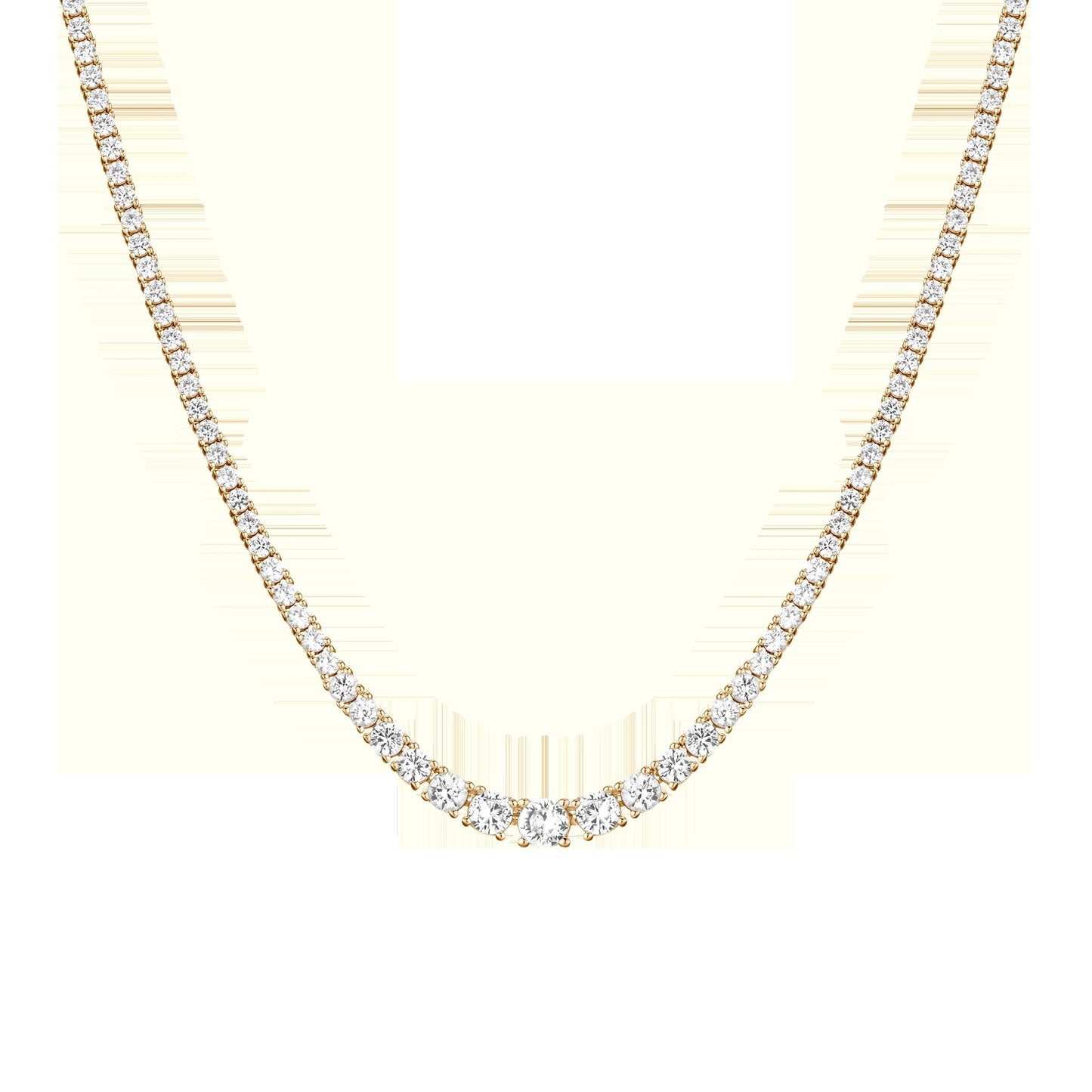 Lab Grown White Sapphire Graduated Modern Tennis Necklace