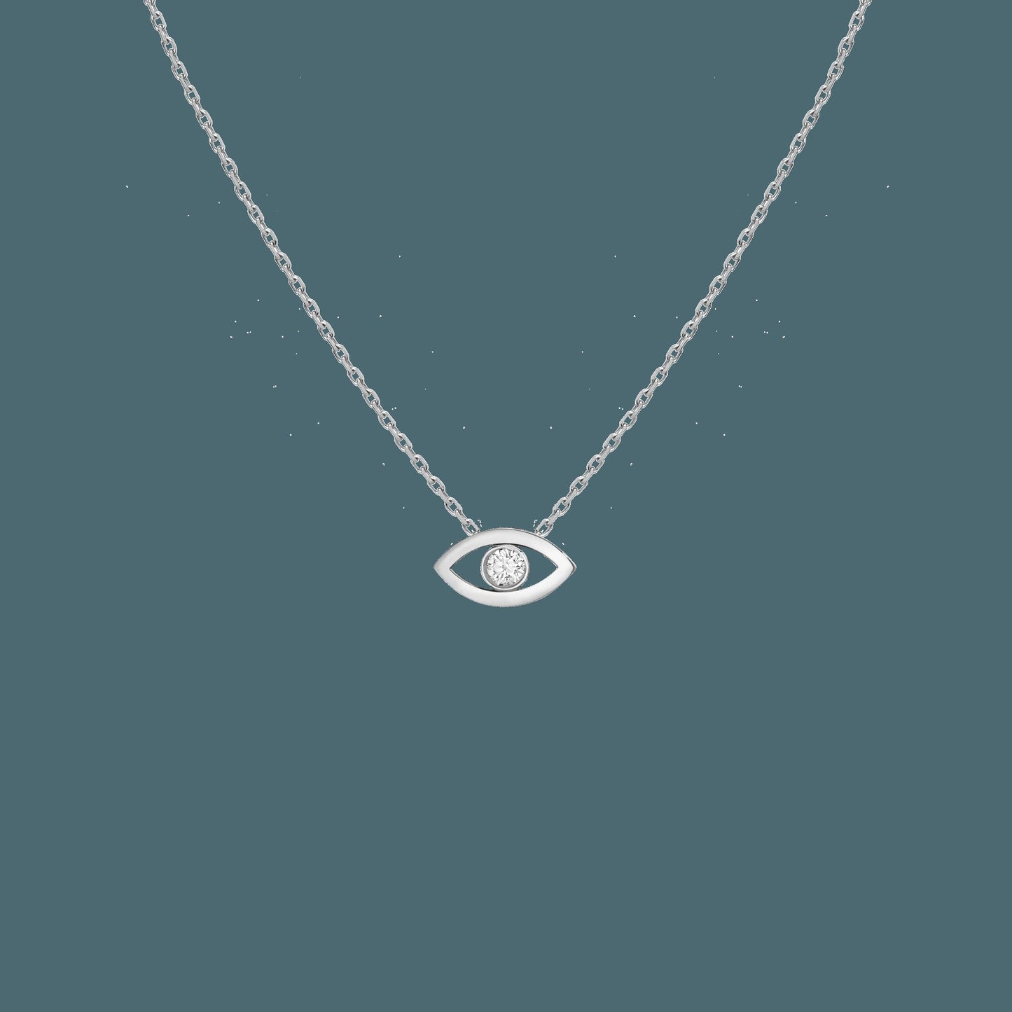 Diamond Bezel Evil Eye Necklace