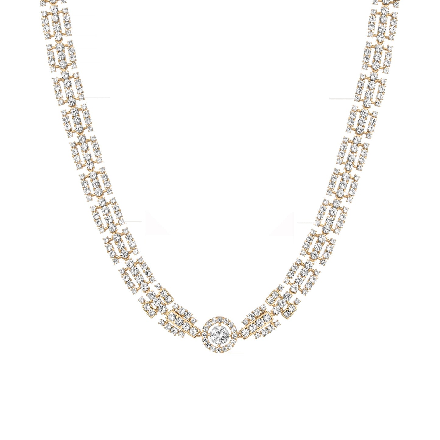 Lab Grown White Sapphire Three Layered Tennis Necklace