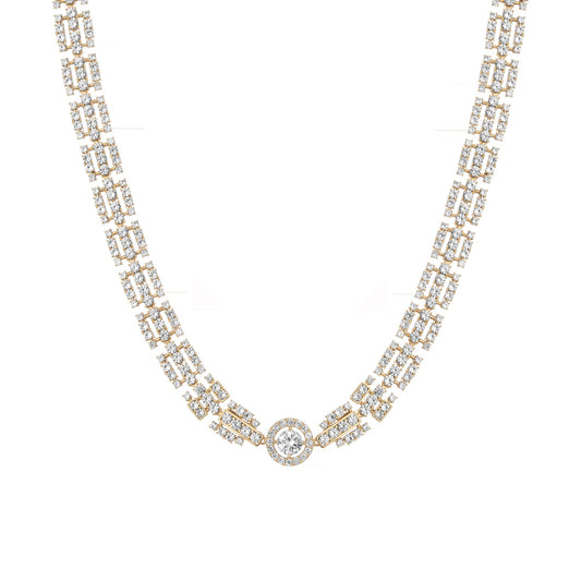 Lab Grown White Sapphire Three Layered Tennis Necklace