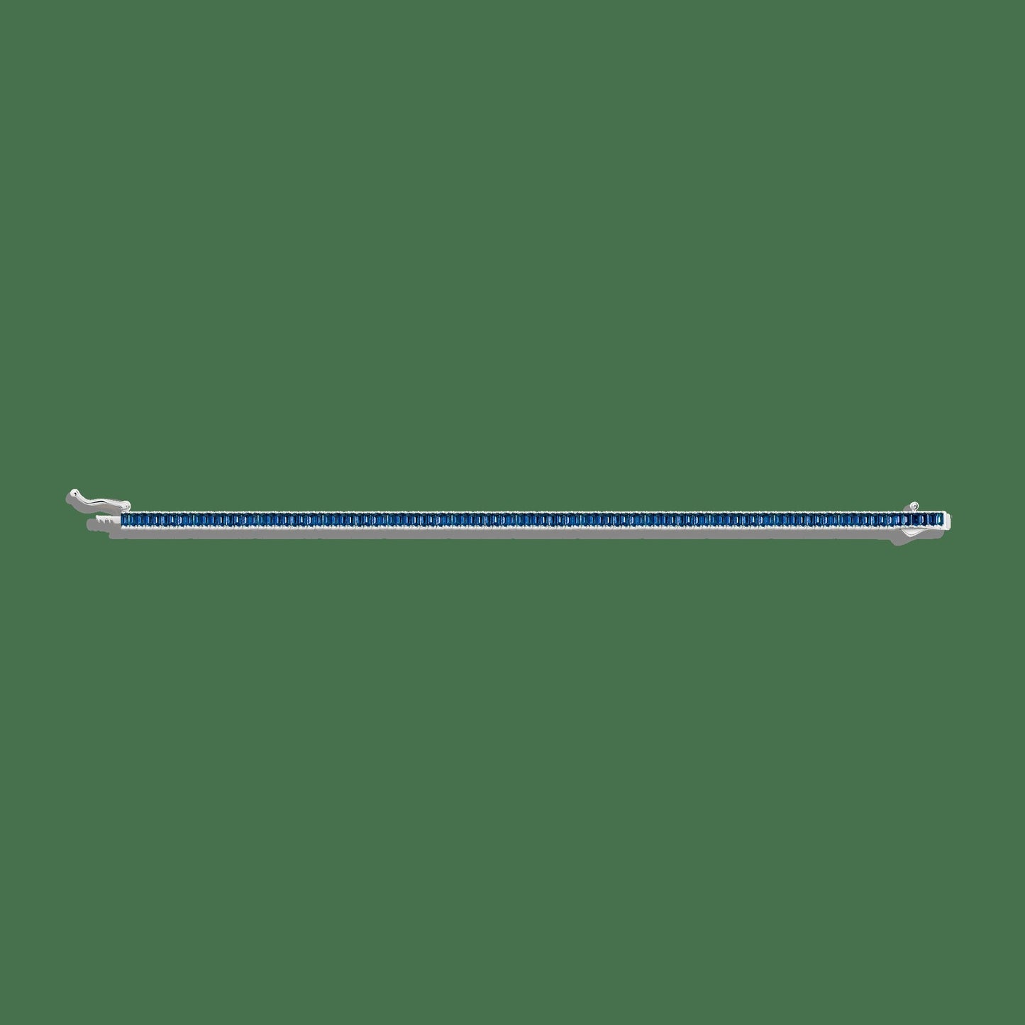 Lab Grown Blue Sapphire Baguette Tennis Bracelet