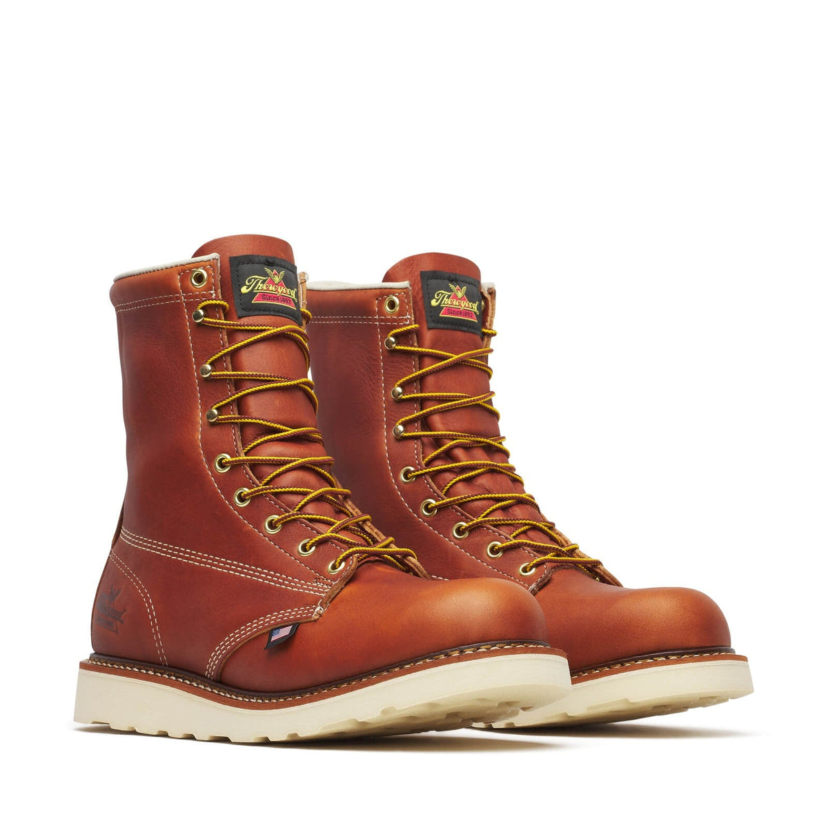 Thorogood American Heritage – 8′′ Tobacco Plain Toe MAXWear WedgeTM