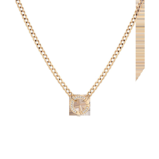 Curb Chain Charm Necklace - White Sapphire Bail