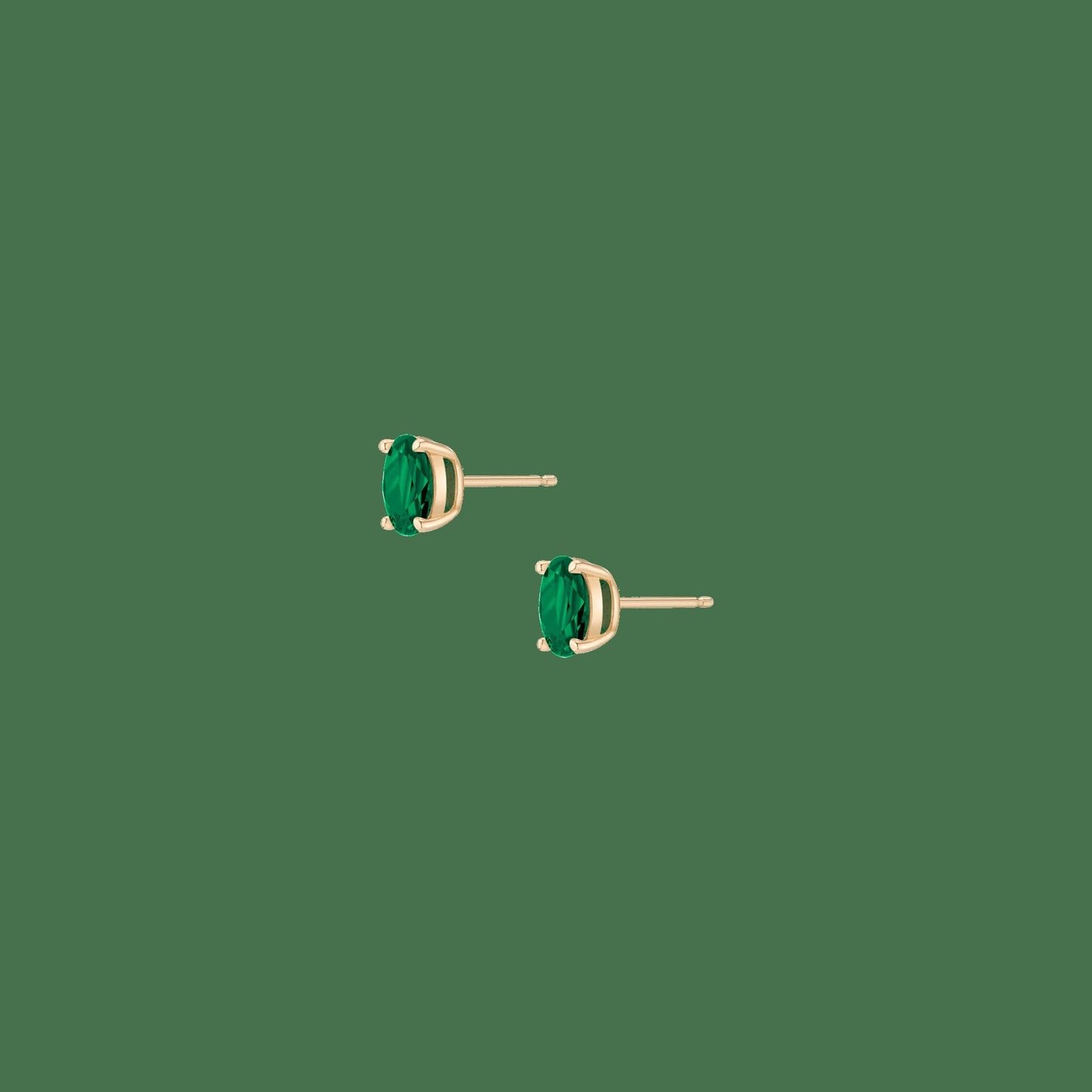 Oval Gemstone Solitaire Stud Earrings