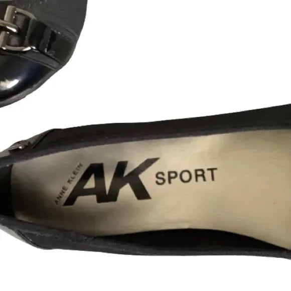 ANNE KLEIN SPORT PATENT AND FABRIC FLATS WITH RUBBER SOLE SHOES SIZE 6.5