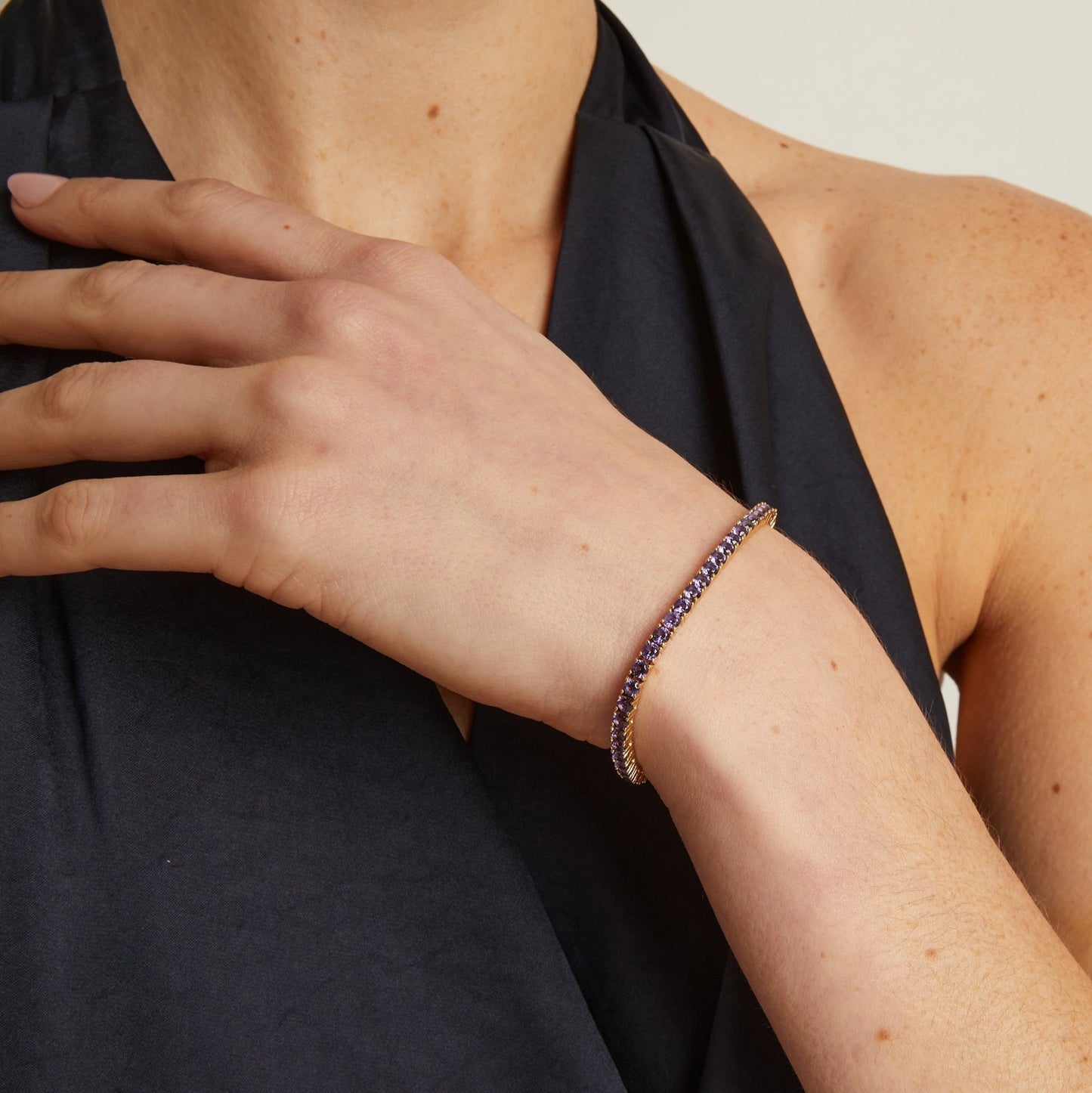 Lab Grown Amethyst Tennis Bracelet